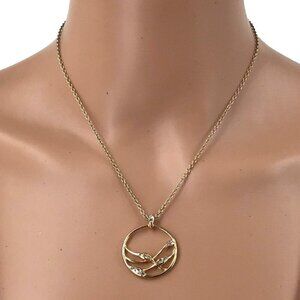 Avon NRT Necklace Organic Style Rhinestone Inlay Gold Tone 2013